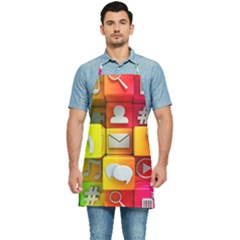 Colorful 3d Social Media Kitchen Apron by Ket1n9
