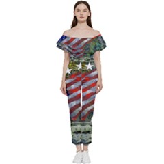Usa United States Of America Images Independence Day Bardot Ruffle Jumpsuit by Ket1n9