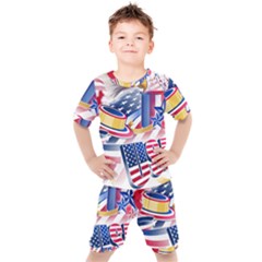 Independence Day United States Of America Kids  T-shirt And Shorts Set by Ket1n9