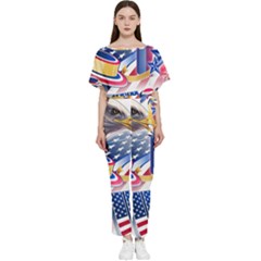 Independence Day United States Of America Batwing Lightweight Chiffon Jumpsuit by Ket1n9
