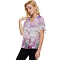 Clouds Multicolor Fantasy Art Skies Bow Sleeve Button Up Top View2