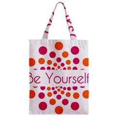 Be Yourself Pink Orange Dots Circular Zipper Classic Tote Bag by Ket1n9