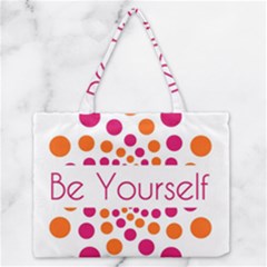 Be Yourself Pink Orange Dots Circular Zipper Medium Tote Bag by Ket1n9