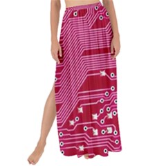Pink Circuit Pattern Maxi Chiffon Tie-up Sarong by Ket1n9