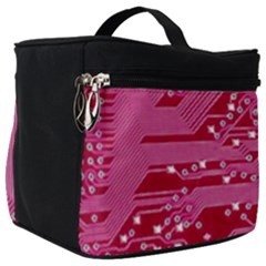 Pink Circuit Pattern Make Up Travel Bag (big) by Ket1n9