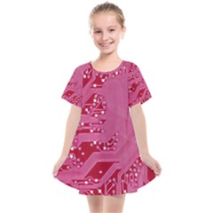 Pink Circuit Pattern Kids  Smock Dress by Ket1n9