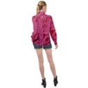 Pink Circuit Pattern High Neck Long Sleeve Chiffon Top View2