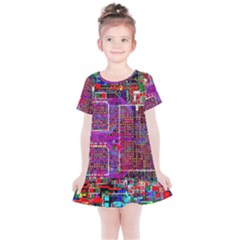 Technology Circuit Board Layout Pattern Kids  Simple Cotton Dress by Ket1n9