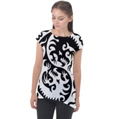 Ying Yang Tattoo Cap Sleeve High Low Top by Ket1n9