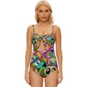 Crazy Illustrations & Funky Monster Pattern Knot Front One-Piece Swimsuit View1