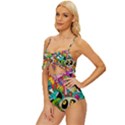 Crazy Illustrations & Funky Monster Pattern Knot Front One-Piece Swimsuit View2