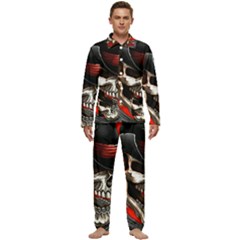Confederate Flag Usa America United States Csa Civil War Rebel Dixie Military Poster Skull Men s Long Sleeve Velvet Pocket Pajamas Set by Ket1n9
