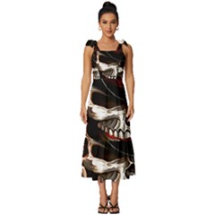 Confederate Flag Usa America United States Csa Civil War Rebel Dixie Military Poster Skull Tie-strap Tiered Midi Chiffon Dress by Ket1n9