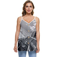Architecture-skyscraper Casual Spaghetti Strap Chiffon Top by Ket1n9