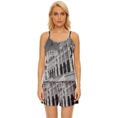Architecture-parliament-landmark Satin Pajama Short Set by Ket1n9