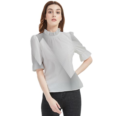 Background-pattern-stripe Frill Neck Blouse by Ket1n9