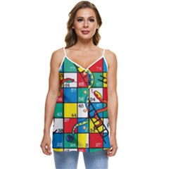 Snakes And Ladders Casual Spaghetti Strap Chiffon Top by Ket1n9