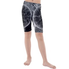 Space-universe-earth-rocket Kids  Mid Length Swim Shorts by Ket1n9