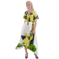 White-wine-red-wine-the-bottle Cross Front Sharkbite Hem Maxi Dress by Ket1n9
