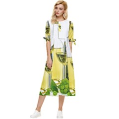 White-wine-red-wine-the-bottle Bow Sleeve Chiffon Midi Dress by Ket1n9