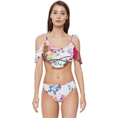 Butterfly Vector Art Ruffle Edge Tie Up Bikini Set	 by Ket1n9