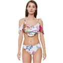 Butterfly Vector Art Ruffle Edge Tie Up Bikini Set	 View1