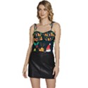 Funny Christmas Pattern Background Flowy Camisole Tie Up Top View1
