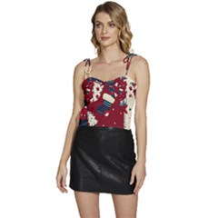 Flat Design Christmas Pattern Collection Art Flowy Camisole Tie Up Top by Ket1n9