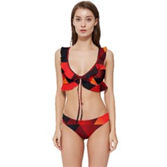 Abstract Triangle Wallpaper Low Cut Ruffle Edge Bikini Set by Ket1n9