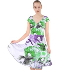 Horse-horses-animal-world-green Cap Sleeve Front Wrap Midi Dress by Ket1n9