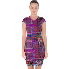 Technology Circuit Board Layout Pattern Capsleeve Drawstring Dress  by Ket1n9