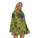Technology Circuit Board Round Neck Long Sleeve Bohemian Style Chiffon Mini Dress View3