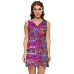 Technology Circuit Board Layout Pattern Tiered Sleeveless Mini Dress by Ket1n9