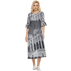 Architecture-parliament-landmark Double Cuff Midi Dress by Ket1n9