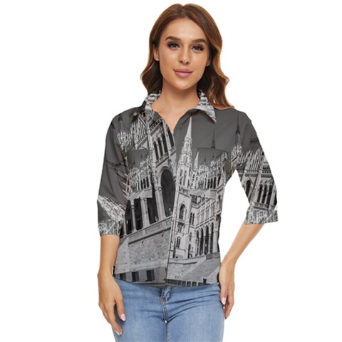 Architecture-parliament-landmark Women s Quarter Sleeve Pocket Shirt by Ket1n9
