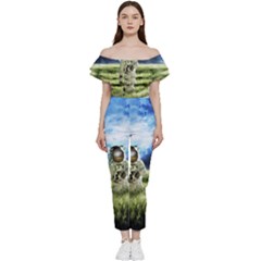 Astronaut Bardot Ruffle Jumpsuit by Ket1n9