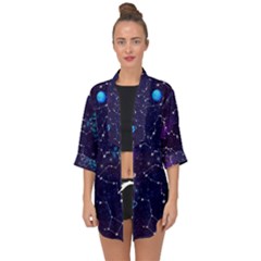 Realistic-night-sky-poster-with-constellations Open Front Chiffon Kimono by Ket1n9