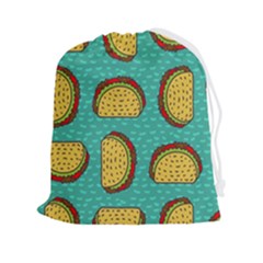 Taco-drawing-background-mexican-fast-food-pattern Drawstring Pouch (2xl) by Ket1n9
