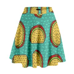 Taco-drawing-background-mexican-fast-food-pattern High Waist Skirt by Ket1n9