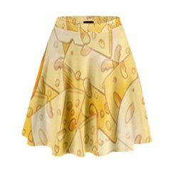 Cheese-slices-seamless-pattern-cartoon-style High Waist Skirt by Ket1n9