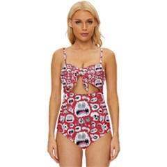 Another Monster Pattern Knot Front One-piece Swimsuit by Ket1n9