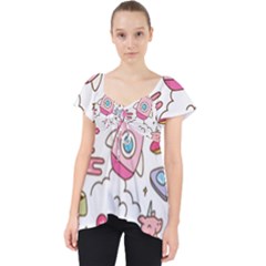 Set-kawaii-doodles -- Lace Front Dolly Top by Grandong