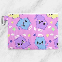 Seamless Pattern With Cute Kawaii Kittens Canvas Cosmetic Bag (xl) by Grandong