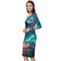 Amazing Aurora Borealis Colors Long Sleeve V-Neck Bodycon Dress  View2