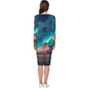 Amazing Aurora Borealis Colors Long Sleeve V-Neck Bodycon Dress  View4