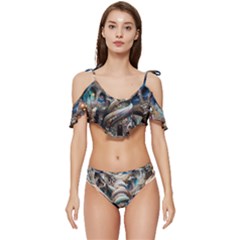 Fantasy Psychedelic Building Spiral Ruffle Edge Tie Up Bikini Set	 by Ravend