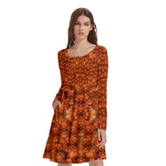 Floral Time In Peace And Love Long Sleeve Knee Length Skater Dress With Pockets by pepitasart