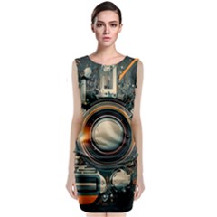 Illustrations Technology Robot Internet Processor Sleeveless Velvet Midi Dress by Vaneshop