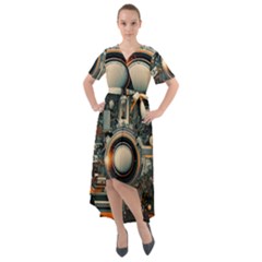 Illustrations Technology Robot Internet Processor Front Wrap High Low Dress by Vaneshop