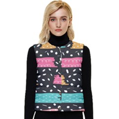 Art Pattern Design Wallpaper Background Print Patterns Women s Button Up Puffer Vest by Vaneshop